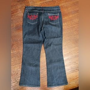 Divablue High Rise Red Satin Embellished Jeans Sz 19/20